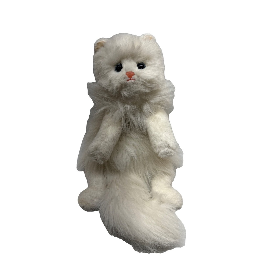 Vintage 1987 Persian White Cat Kitty Plush TY Long Hair Peaches